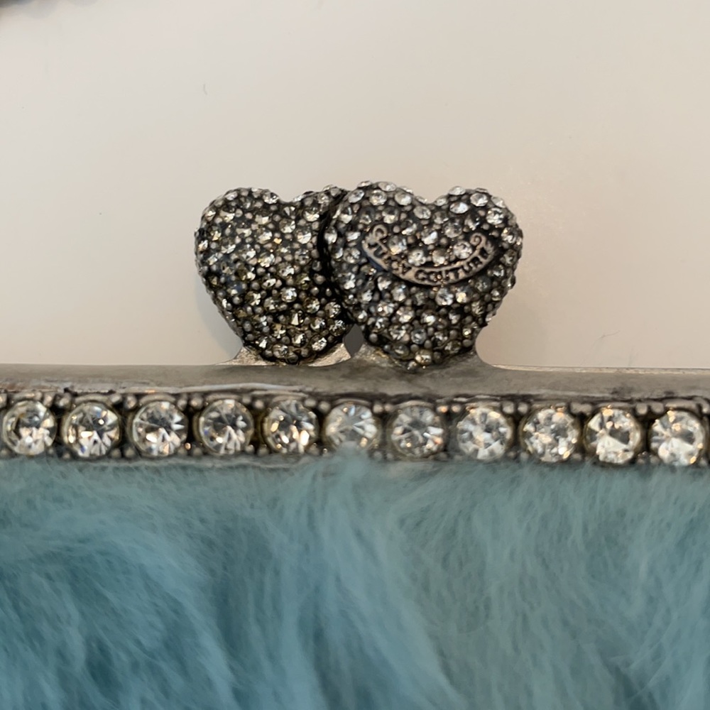 SOLD - JUICY COUTURE NEW 100% Rabbit Fur Blue Heart Bag - Picture 2 of 9
